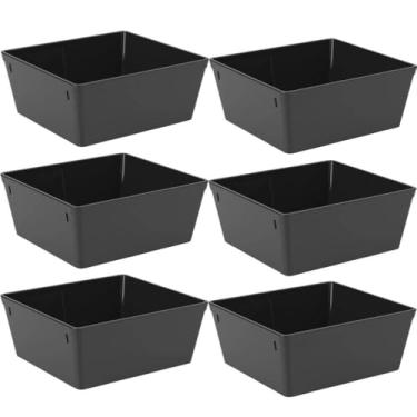 Imagem de Jogo 6 Travessas para Servir Saladeira Plástico 1,4L Preto Retangular Restaurantes Cozinhas Coza Uno