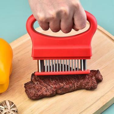 Imagem de Amaciador de carne com 48 lâminas de agulha ultra afiadas de aço inoxidável, com capa de proteção, máquina de cozinhar resistente para amaciar carne, peru, frango, bife, vitela, porco, peixe, etc