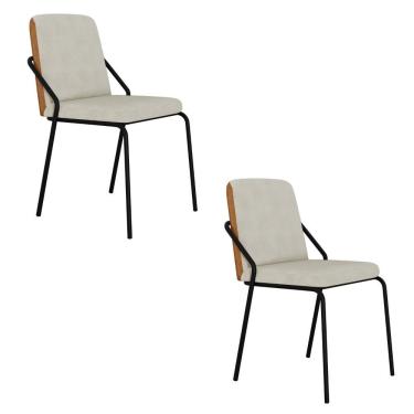 Imagem de Conjunto 2 Cadeiras De Jantar Bloom Vanilla / Courino Caramelo -est.preta