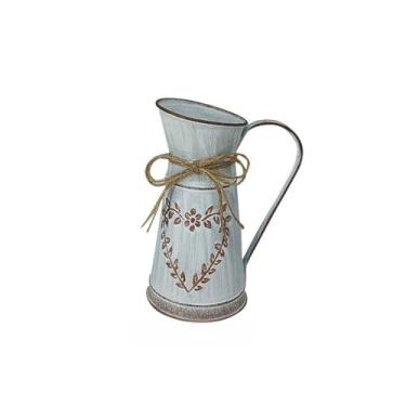Imagem de TOPINCN Vaso de Flores de Arte Em Ferro Antiquado, Mini Vaso de Flores Antigo, Balde Decorativo para Jardim, Ideia de Inauguração de Casa, Material de Ferro de (tamanho pequeno) (Formato de coração