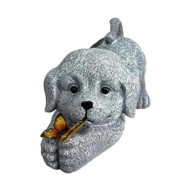 Imagem de Baoblaze Estátua de Jardim para Cachorro, Escultura Animal com Luz Solar, Resina Decorativa