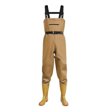 Imagem de Hip Waders Calças de pesca estilo wader para áreas externas, masculinas e femininas, botas de proteção grossa para os joelhos, cinto ajustável na cintura(Brown,36 EU)