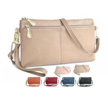 Imagem de Bolsas transversais para mulheres, carteira feminina bolsa de ombro para mulheres, carteira de pulso, bolsa de moedas, alça de ombro ajustável, Caqui, Small, Bolsa tiracolo bolsa de pulso carteira