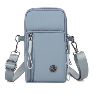 Imagem de Bolsa de ombro com zíper, multifuncional, porta-moedas, casual, impermeável, porta-chaves, Azul-celeste, Tendência