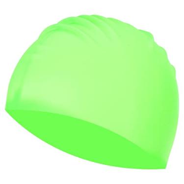 Imagem de Touca de natação de silicone, chapéu de natação impermeável, antiderrapante, para adultos e mulheres e homens, corrida, verde fluorescente