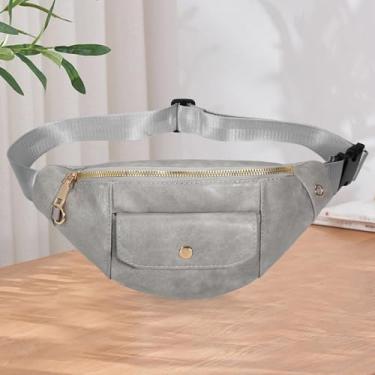 Imagem de Mochila masculina feminina de poliuretano com alça ajustável e 4 bolsos pochete casual, Cinza claro A, Bolsa de peito de poliuretano com alça ajustável e 4 bolsos