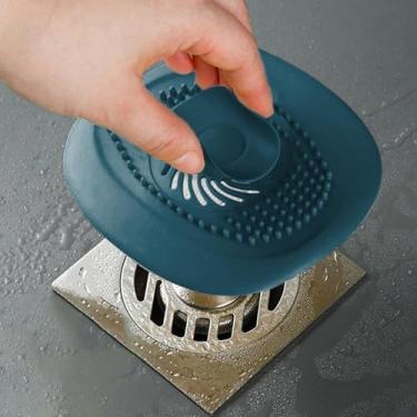 Imagem de 1 ralo antientupimento de silicone, filtro de ralo de pia de cozinha, protetor de cabelo para tela de filtro de pia de banheiro, azul