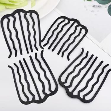 Imagem de 4 peças de pente de cabelo preto em forma de U para trançar garfo torcido grampos de cabelo encaracolados moda coreana feminina estilo acessório de varas de cabelo, 7 dentes