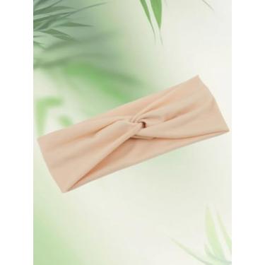 Imagem de Bandanas elásticas antiderrapantes largas para mulheres, faixas de cabelo para ioga, tecido atado, faixa de cabeça bege