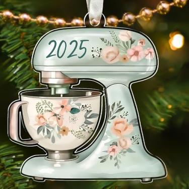 Imagem de SUCHAGIFT Enfeites de panificação para árvore de Natal - Presentes de panificação para mulheres, amantes de culinária, padeiros - Enfeite de Natal de cupcake de biscoito - Ornamentos de chef de