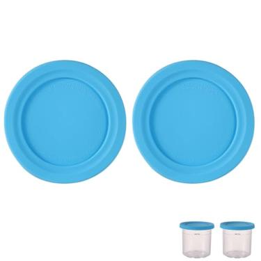 Imagem de 2 peças de substituição de tampas redondas, diâmetro de 11,5 cm, tampa de recipiente de silicone para armazenamento de alimentos, tampa de lata compatível com Ninja Creami NC301 NC300 NC299AMZ Series