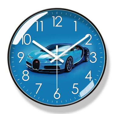 Imagem de Relógio de parede com design de carro esportivo de luxo de 30 cm, silencioso e sem tique-taque