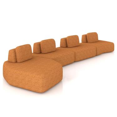 Imagem de Sofá Ilha Modular Para Sala Living Orgânico 620cm Angra K01 Bouclê Terracota - Lyam Decor