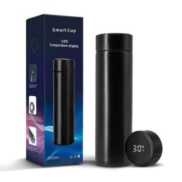 Imagem de Garrafa Térmica Aço Inox Inteligente Sensor De Temperatura Digital Led