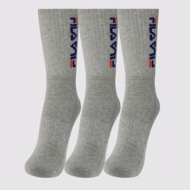 Imagem de Kit Meia Fila 3 Pares Cano Alto Double Cinza, 39-43