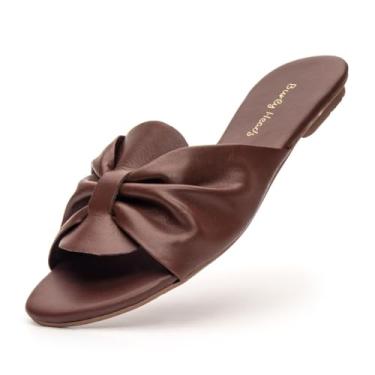 Imagem de Rasteira Papete Feminina Sandalia Couro Slide Leve Macio Laço Café (Café, BR, Adulto, Numérico, 39)