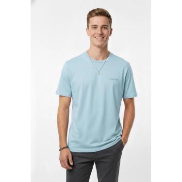Imagem de Camiseta Original Calvin Klein Playera Crewneck masculina logo cor Azul Bebê - 40BC238-454-Masculino