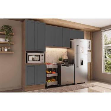 Imagem de Cozinha Modulada Carraro Bella 3 Peças (2aéreos+1paneleiro) C3p26 Nogal-cinza-carraro