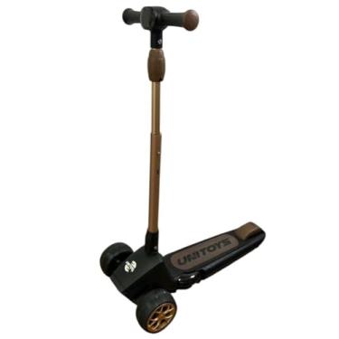 Imagem de Patinete Infantil com Rodas LED – Modelo Preto, Estrutura em Plástico e Metal, Base Antiderrapante, Até 30Kg, Ideal para Crianças a Partir de 3 Anos