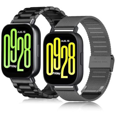 Imagem de Z.DuDuZAZA Pulseiras de relógio inteligentes compatíveis com Xiaomi Redmi Watch 5 Active/5 Lite, [pacote com 2] Pulseira de substituição robusta de aço inoxidável executivo para mulheres e homens