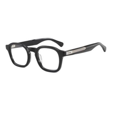 Imagem de Armação de óculos vintage em acetato preto para homens e mulheres (preto e prata)