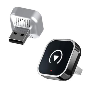 Imagem de Adaptador automático sem fio 2 em 1 compatível com CarPlay e Android, adaptador de carro com Plug & Play, conexão rápida e estável, design compacto compatível com iPhone e Android com porta dupla USB