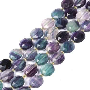Imagem de Fluorita arco-íris natural 15 mm facetada 11 peças moeda disco estrela de Davi contas soltas judaicas DIY joias fazendo fio 20 cm
