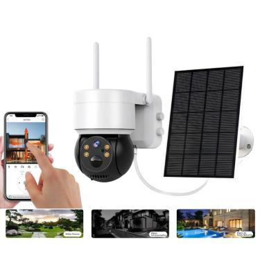 Imagem de Câmera de Segurança Com Painel Solar WiFi Coibeu Full HD Visão Noturna Áudio Bidirecional E Sensor de Movimento