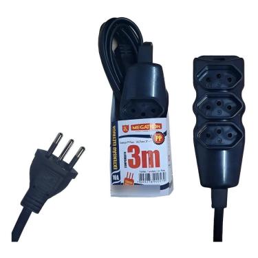 Imagem de Régua Extensão Elétrica 3 Metros 2P+T Qualidade Megatron