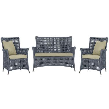 Imagem de Jogo Sofá E 2 Poltronas Igapó Alumínio Marrom E7 Trama Prata