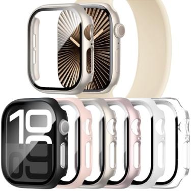 Imagem de Nxtudy Pacote Com 6 Capas Protetor De Tela Vidro Temperado Compatível Apple Watch Série 10 46 Mm, Capa Protetora Ultrafina E Completa Proteção Para Pc Rígido Acessórios Do Mm