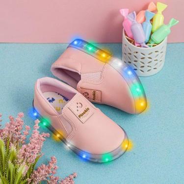 Imagem de Tênis Led Calce Fácil Menina Pinokio Slip On - PINOKIO CALÇADOS, Rosa,