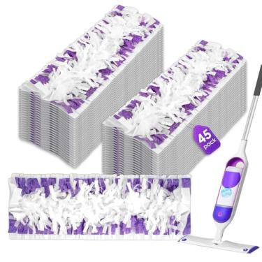 Imagem de (45 unidades) Recargas de esfregão PowerMop descartáveis compatíveis com Swiffer PowerMop, almofadas de substituição para limpeza de spray, refis de esfregão multisuperfície para limpeza de piso,