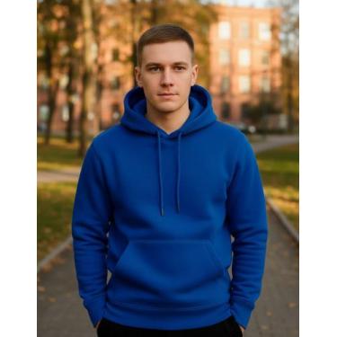 Imagem de Moletom Canguru Com Capuz Unissex Básico Confortável Casual - Slim Fit