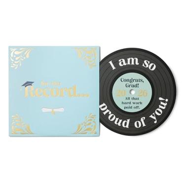 Imagem de Bee! Cartão de formatura 2026 | Cartão de parabéns com tema de música retrô estilo disco de vinil para graduados do ensino médio e faculdade | Combina ótimo com presentes de formatura do ensino médio