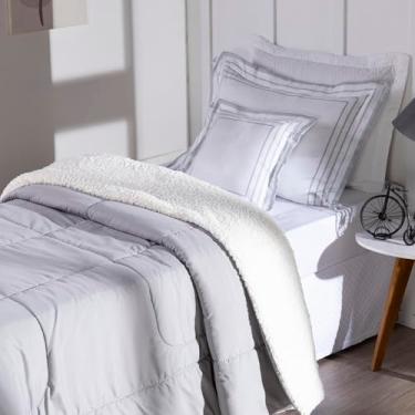 Imagem de Kit 3 Peças Coberdrom Solteiro Dupla Face Soft, 400 Fios, com Fronha e Capa de Almofada (Cinza)