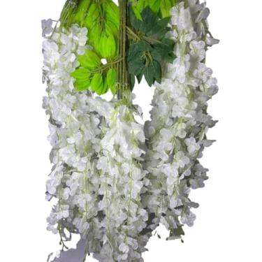Imagem de Kit 12/24 Pendentes Planta Cerejeira Artificial Premium 110cm Decoração Vertical Enfeite(BRANCO,12)