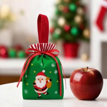 Imagem de 2 peças de sacos de presente de veludo de Natal Papai Noel, bolsa reutilizável para doces salgadinhos de presente de Natal (2 peças #02)