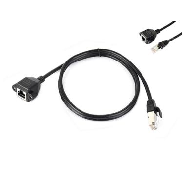 Imagem de UeeKKoo Cabo de extensão Ethernet, adaptador de cabo extensor Ethernet Cat 6 (1,8 m) suporta padrões Cat6/Cat5e/Cat5, cabos RJ45 blindados macho para fêmea (3,28 pés)