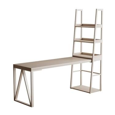Imagem de Mesa de trabalho Mesa de estudo moderna para escritório doméstico com estrutura metal, mesa canto armazenamento, PC estante 4 níveis(XL)