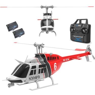 Imagem de Helicóptero Bell 206 controle remoto avião drone RC helicóptero de asa fixa 6CH giroscópio de 6 eixos altitude pairando com localização de fluxo óptico 2 baterias para adultos iniciantes (vermelho)