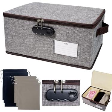 Imagem de Caixa organizadora de armazenamento de brinquedos adulto bloqueável, caixa de recipiente com 6 sacos de cordão, grande capacidade de 15,8 x 11,8 x 11,8 x 19,8 polegadas Caixa com trava para viagem