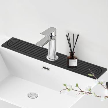 Imagem de IMSPSWT Tapete de torneira para pia de cozinha - 60 cm bandeja de pia de pedra de secagem rápida de diatomita tapete absorvente torneira protetor contra respingos para pia de cozinha e balcão de