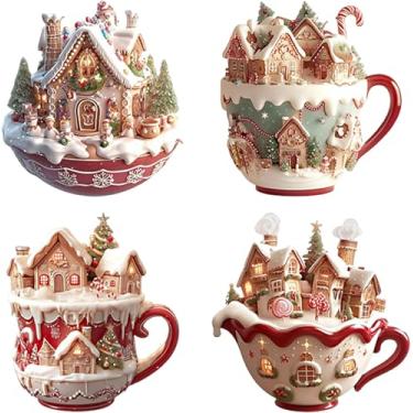 Imagem de Enfeites de árvore de natal, xícara de café, enfeite de árvore de natal, caneca de chocolate, árvores de natal, pingente, enfeite de suspensão de natal (4-piece)