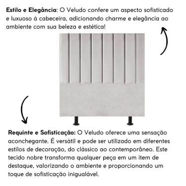 Imagem de Cabeceira Estofada Cama Casal Queen Size 160 Cm Luísa Veludo E Frame cinza Claro
