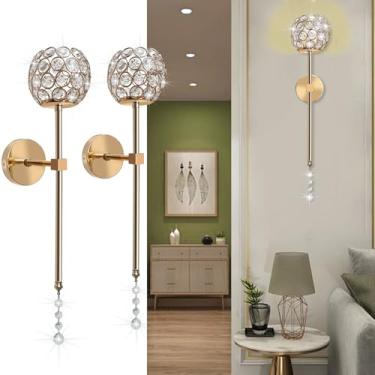 Imagem de Arandelas de vela de cristal dourado para parede suporte de vela de metal moderno chique decoração de casa para quarto de jantar sala de estar lareira conjunto de 2