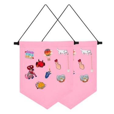 Imagem de Leldlla 2 peças, broche para pendurar na parede, joias, lona, estojo colorido esmaltado, suporte de crachá, brincos, colar, banner, coleção organizadora