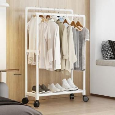 Imagem de Cabideiro para Roupas，Mancebo Cabideiro de Roupas Porta Casaco ChapéU Bolsa，RodíZios de Alta Qualidade，Barra Dupla de AçO Carbono，Você Pode Pendurar Uma Grande Quantidade de Roupas em Casa.(Aleatório)