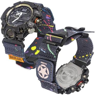 Imagem de DAVILANE Pulseira de relógio militar de nylon para Casio G-shock GWG-1000 GWG1000, pulseira de relógio de liberação rápida de 16 mm com patches intercambiáveis e fecho de gancho G