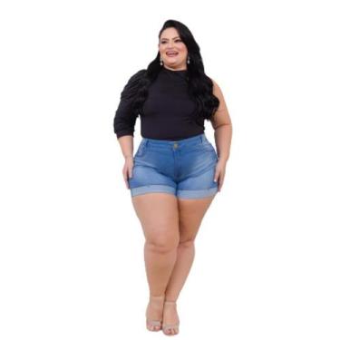 Imagem de Short Jeans Perna Dobrada Plus Size Tamanho Grande com Lycra - Karha J